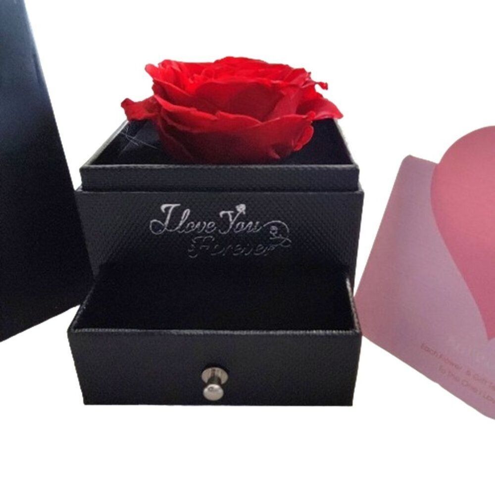 Rose Flower Jewelry Box for Valentine's Day Gifts Box says I Love You Forever